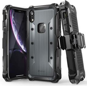 img 4 attached to 📱 Vena vArmor Rugged Case for Apple iPhone XR (6.1"-inch) – Military Grade Drop Protection, Holster Belt Clip Cover with Kickstand in Space Gray