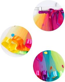 img 1 attached to 🌈 NEXLOMOS Rainbow Layered Ribbon Tutu Skirt for Girls - Colorful and Tiered