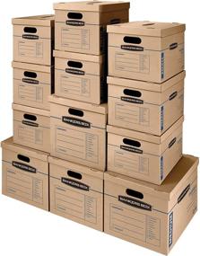 img 4 attached to 📦 Bankers Box SmoothMove Classic Moving Boxes: Tape-Free Assembly, Easy Carry Handles – Brown, Assorted 12 Pack (7716401)