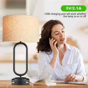 img 1 attached to 💡 PARTPHONER Touch Control Table Lamp Set of 2, Modern Nightstand Lamp with 3-Way Dimmable Feature, 2 USB Ports, Fabric Shade and Metal Base - Perfect for Bedroom, Living Room, Hotel - Bulbs Included!