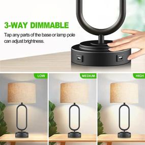 img 3 attached to 💡 PARTPHONER Touch Control Table Lamp Set of 2, Modern Nightstand Lamp with 3-Way Dimmable Feature, 2 USB Ports, Fabric Shade and Metal Base - Perfect for Bedroom, Living Room, Hotel - Bulbs Included!