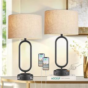 img 4 attached to 💡 PARTPHONER Touch Control Table Lamp Set of 2, Modern Nightstand Lamp with 3-Way Dimmable Feature, 2 USB Ports, Fabric Shade and Metal Base - Perfect for Bedroom, Living Room, Hotel - Bulbs Included!