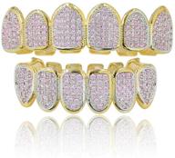 💎 sparkle and shine with jinao 18k gold plated pink cz teeth grillz for women - includes extra molding bars! logo