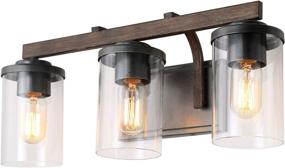 img 4 attached to 💡 BAYCHEER 3-Light Industrial Wall Sconce with Clear and Frosted Glass Cylinder Shade – Ideal Fixture for Bathroom, Dressing Room, and Bedroom