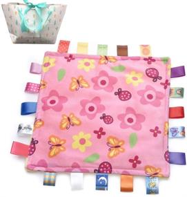 img 2 attached to Enchanting Colored Ribbon Baby Taggy Blanket Comforter Appese Towel, Floral Shape Kids Toddlers Security Blanket