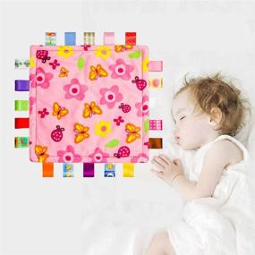 img 3 attached to Enchanting Colored Ribbon Baby Taggy Blanket Comforter Appese Towel, Floral Shape Kids Toddlers Security Blanket