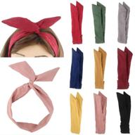 🐇 yeshan solid color wire headbands for women with rabbit ears bow headband, twist wired headbands,yoga sports head wraps hair accessory, pack of 9 logo