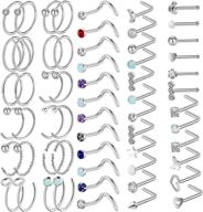 😷 hicdaw nose rings hoops, set of 60 nose rings for women, 20g nose studs hoop jewelry, surgical steel nose ring collection logo