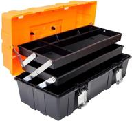 🛠️ пластиковый ящик для инструментов 17 дюймов, 3-уровневый многофункциональный переносной органайзер для инструментов, черно-оранжевый - torin atrjh-3430t логотип
