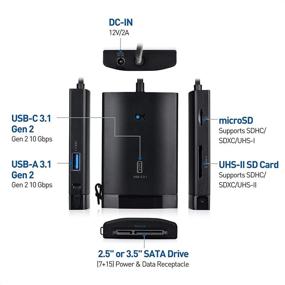 img 2 attached to 10Gbps USB C Hub with USB-A, USB-C, MicroSD and UHS-II SD Card Reader, 2.5 3.5 Inch SATA Hard Drive Reader - Thunderbolt 4 / USB4 / Thunderbolt 3 Port Compatible by Cable Matters