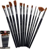 🎨 crafts 4 all professional paintbrush set - 12 wide tip nylon hair paintbrushes for acrylic, watercolor & oil painting - art supplies logo