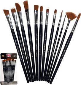 img 4 attached to 🎨 Crafts 4 All Professional Paintbrush Set - 12 Wide Tip Nylon Hair Paintbrushes for Acrylic, Watercolor & Oil Painting - Art Supplies