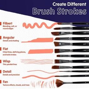 img 2 attached to 🎨 Crafts 4 All Professional Paintbrush Set - 12 Wide Tip Nylon Hair Paintbrushes for Acrylic, Watercolor & Oil Painting - Art Supplies