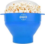 the original popco silicone microwave popcorn popper with handles | popcorn maker bowl | collapsible and dishwasher safe | bpa free | available in 15 vibrant colors – light blue logo