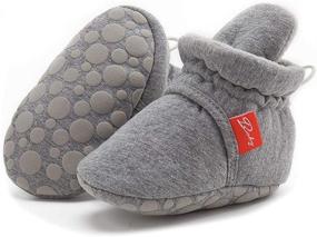 img 4 attached to 👶 COUCOU Baby Booties: Comfy Cotton Infant Shoes with Non-Skid Sole, Grippers, and Soft Ankle Support for Boys and Girls