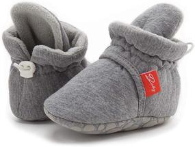 img 2 attached to 👶 COUCOU Baby Booties: Comfy Cotton Infant Shoes with Non-Skid Sole, Grippers, and Soft Ankle Support for Boys and Girls