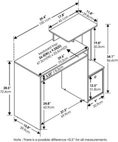 img 3 attached to Furinno 12095GYW Multipurpose Computer Writing Furniture and Home Office Furniture