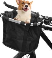 zimfanqi quick release bike basket folding pet carrier detachable bicycle handlebar basket for grocery picnic shopping camping cycling - small dog cat compatibility logo