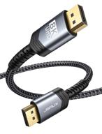 💻 jsaux 6.6ft/2m 8k displayport cable 1.4, gold-plated braided dp cable (7680x4320@60hz, 3840x2160@240hz, 2560x1440@144hz) ultra high speed displayport cord for laptop, pc, tv, gaming monitor (grey) logo