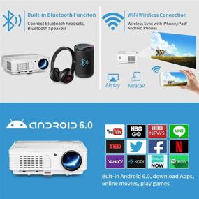 img 3 attached to 📽️ EUG Bluetooth LCD HD Video Projector: High-Lumen Home Theatre with Android, WiFi, Airplay & E-Share for Smartphone, DVD, Laptop, TV Stick, PS4