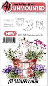 img 1 attached to 🎨 Art Impressions Rustic Container Watercolor Cling Rubber Stamp: Create Stunning Designs