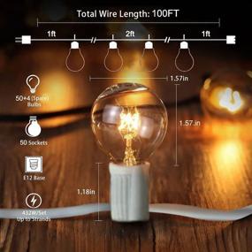 img 1 attached to 🌟 Bomcosy 100Ft Outdoor String Lights with 54 pcs 5W Clear Bulbs | Waterproof Connectable Commercial Backyard Patio Lights | 2200K Warm White | 50 pcs E12 Sockets Base | G40 Globe String Lights | White