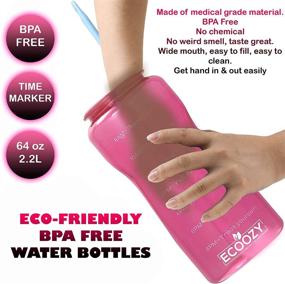 img 1 attached to 💪 Motivational Time Marker Water Bottle with Straw - 1/2 Gallon (64 OZ), Leakproof & BPA Free Tritan, Ideal for Fitness, Gym, Outdoor Sports - PINK