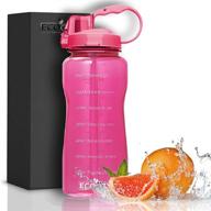 💪 motivational time marker water bottle with straw - 1/2 gallon (64 oz), leakproof & bpa free tritan, ideal for fitness, gym, outdoor sports - pink logo