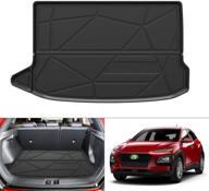 🏞️ kust all weather cargo trunk liner floor mat for 2018-2022 hyundai kona (not compatible with hybrid and ev) - tpo cargo mat logo