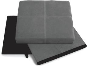 img 2 attached to FHE Group 15x15x15 Foldable Storage 📦 Ottoman in Grey Suede: Space-Saving Organizer Solution