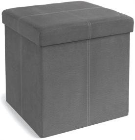 img 3 attached to FHE Group 15x15x15 Foldable Storage 📦 Ottoman in Grey Suede: Space-Saving Organizer Solution