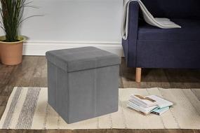 img 1 attached to FHE Group 15x15x15 Foldable Storage 📦 Ottoman in Grey Suede: Space-Saving Organizer Solution