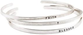 img 2 attached to RIAH FASHION Metallic Bangle Bracelet - Engraved Infinity Cuff with Inspirational Christian Bible Quotes, Perfect Positive Word Gift