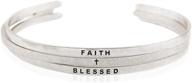 riah fashion metallic bangle bracelet - engraved infinity cuff with inspirational christian bible quotes, perfect positive word gift logo