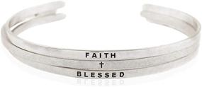 img 3 attached to RIAH FASHION Metallic Bangle Bracelet - Engraved Infinity Cuff with Inspirational Christian Bible Quotes, Perfect Positive Word Gift