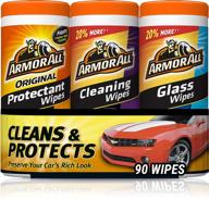 🧴 armor all 18782 protectant, glass & cleaning wipes, 30 count (pack of 3) - black logo