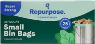 🗑️ 25 count 1 pack of bpi certified repurpose 3 gallon compostable small bin trash bags logo