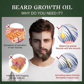 img 1 attached to Organic Beard Growth Oil: Biotin & Caffeine Infused, Natural Serum to Enhance Men's Facial Hair Growth, Promotes Thicker, Fuller, Longer Beard - 30ml