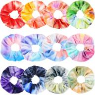 🌈 ivaryss tie dye velvet scrunchies - soft rainbow hair bands for girls & women, cute candy colors ponytail holder (12 pcs) logo