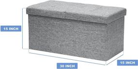 img 1 attached to 📦 30-Inch Light Grey Otto & Ben Smart Lift Top Linen Fabric Folding Toy Box Chest Ottomans Bench Foot Rest for Bedroom and Living Room