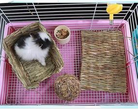 img 1 attached to 🐇 Hamiledyi Grass Mat for Small Animals - Large Bunny Bedding Nest, Chew Toy, and Play Toy for Guinea Pig, Parrot, Rabbit, Hamster, and Rat