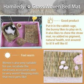 img 2 attached to 🐇 Hamiledyi Grass Mat for Small Animals - Large Bunny Bedding Nest, Chew Toy, and Play Toy for Guinea Pig, Parrot, Rabbit, Hamster, and Rat