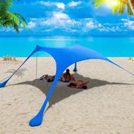 stable beach tent with sand anchor, 2 aluminum poles & sand shovel – pop up sunshade canopy for camping trips, fishing, picnics | 7.5ftx7.5ft | easy setup, portable carrying bag included логотип