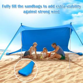 img 1 attached to Stable Beach Tent with Sand Anchor, 2 Aluminum Poles & Sand Shovel – Pop Up Sunshade Canopy for Camping Trips, Fishing, Picnics | 7.5ftx7.5ft | Easy Setup, Portable Carrying Bag Included