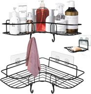 🚿 yoleto corner shower caddy shelf, drill-free bathroom rack with soap holder, adhesive wall mounted organizer for bathtub, christmas gifts (2pack, black) logo