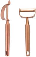 🔪 color me! 188 stainless steel swivel vegetable peelers - y-shaped & p-shaped potato peelers, eye remover, dishwasher safe (2pcs) - rose gold logo