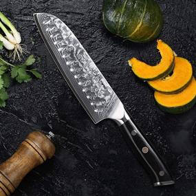 img 2 attached to 🔪 Нож Santoku Turwho 7 дюймов - Классический узор Дамаск из японской стали VG-10, идеально подходит для профессионального использования