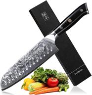 🔪 нож santoku turwho 7 дюймов - классический узор дамаск из японской стали vg-10, идеально подходит для профессионального использования логотип