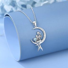 img 1 attached to Sterling Silver Mermaid Necklace with Crescent Moon Pendant - 🧜 Classic Sea Jewelry for Girls, Women, and Daughter - Christmas, Birthday Gifts