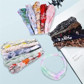 img 1 attached to 16 Pcs Boho Flower Print Headbands - Knotted Elastic Head Wraps, Cute Criss Cross Hair Bands for Women and Girls - Fashionable Elastic Accessories